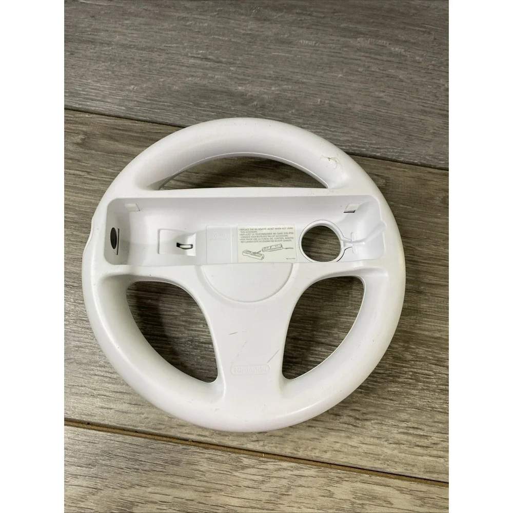 Nintendo Wii Wheel Racing Accessory RVL-024 White Good Mario Kart Steering Wheel